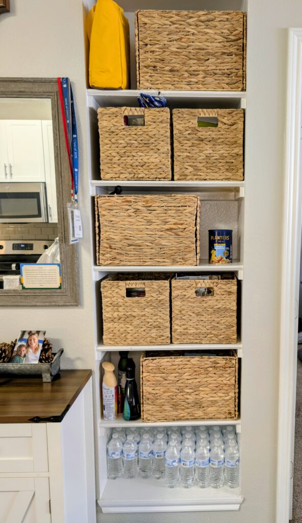 Professional home organizing in a Dallas-area pantry area by Messy2Managed.